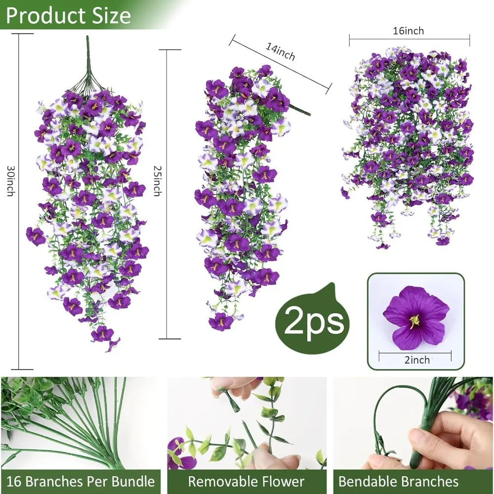 75cm Artificial Violet Silk Flower Anti-UV Wall Hanging Decor Artificial Silk Flower Babs