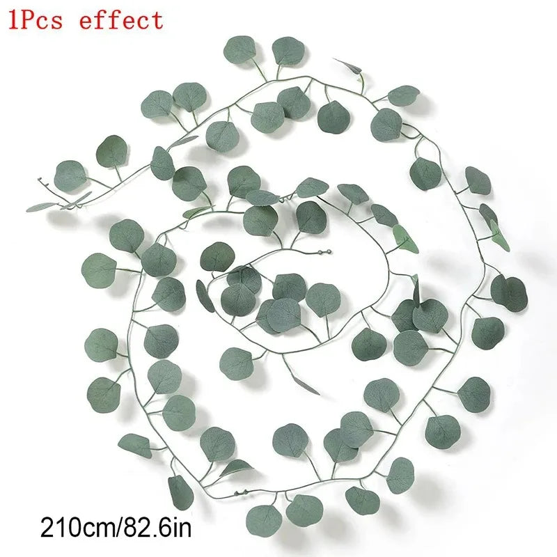 210cm Artificial Eucalyptus Wreath – Green Leaf Garland Decor Artificial Flower Wreath Babs 1Pcs 210cm