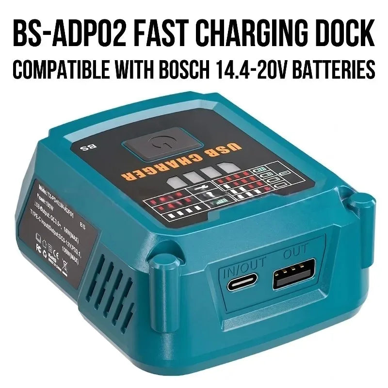 100W Portable Power Inverter Fast Charging Station 18V/20V USB-C Battery Charger Station Babs