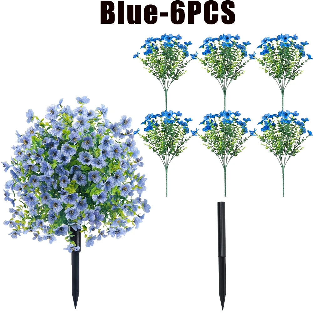 UV Resistant Artificial Orchid Flowers – Indoor & Outdoor Decor Artificial Flowers Babs Blue-6PCS