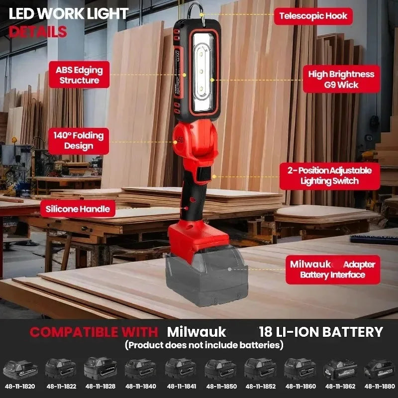 Portable Wireless LED Work Light 1000lm – Makita & Milwaukee 18V Cordless Work Light Babs