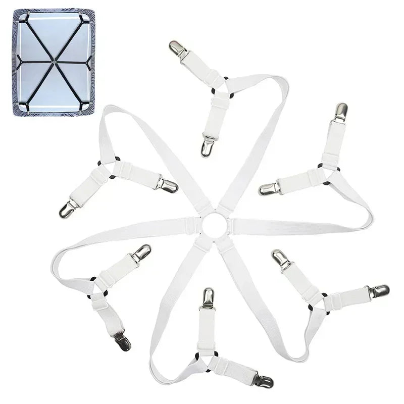 Adjustable Bed Sheet Holder Straps – 12-Clip Fastener Set Bed Sheet Fasteners Babs