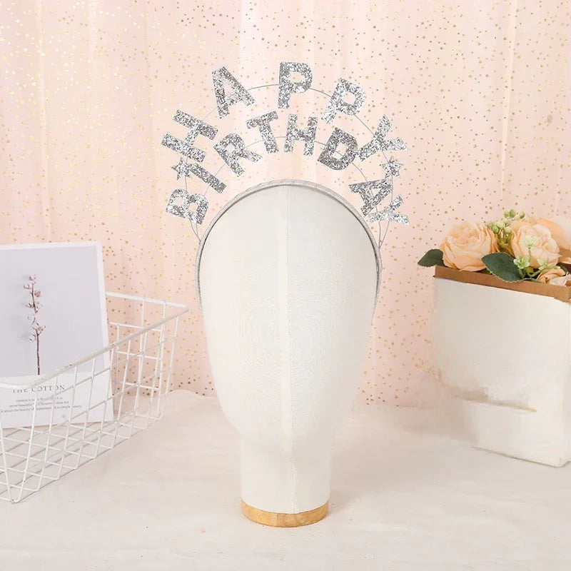 20pcs Birthday Crown Tiara Headbands – Colorful Party Decorations Party Crown Headbands Babs silvery letter