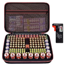 Battery Organizer Case with Tester – 162+ AA AAA 9V 18650 Slots Battery Storage Organizer Babs black