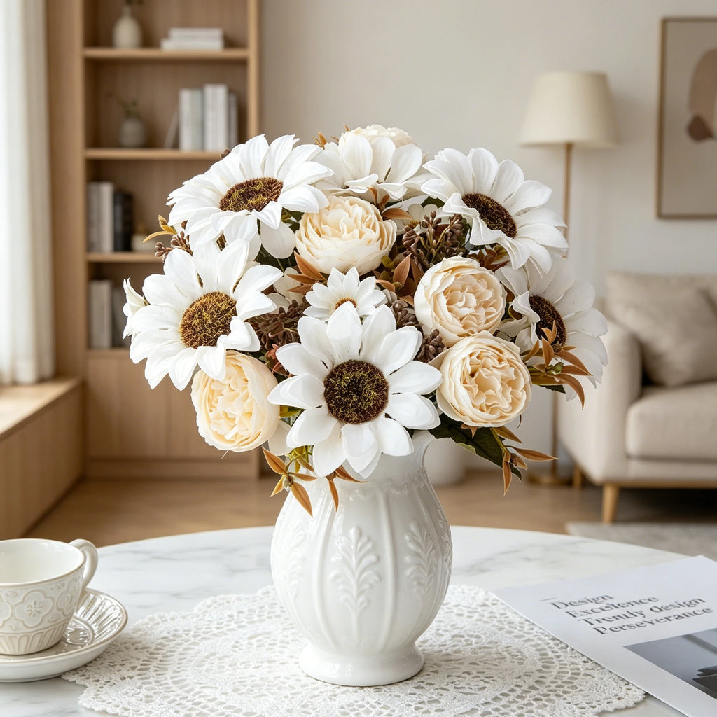 Silk Sunflower Artificial Bouquet – Wedding & Home Decor Artificial Silk Flowers Babs