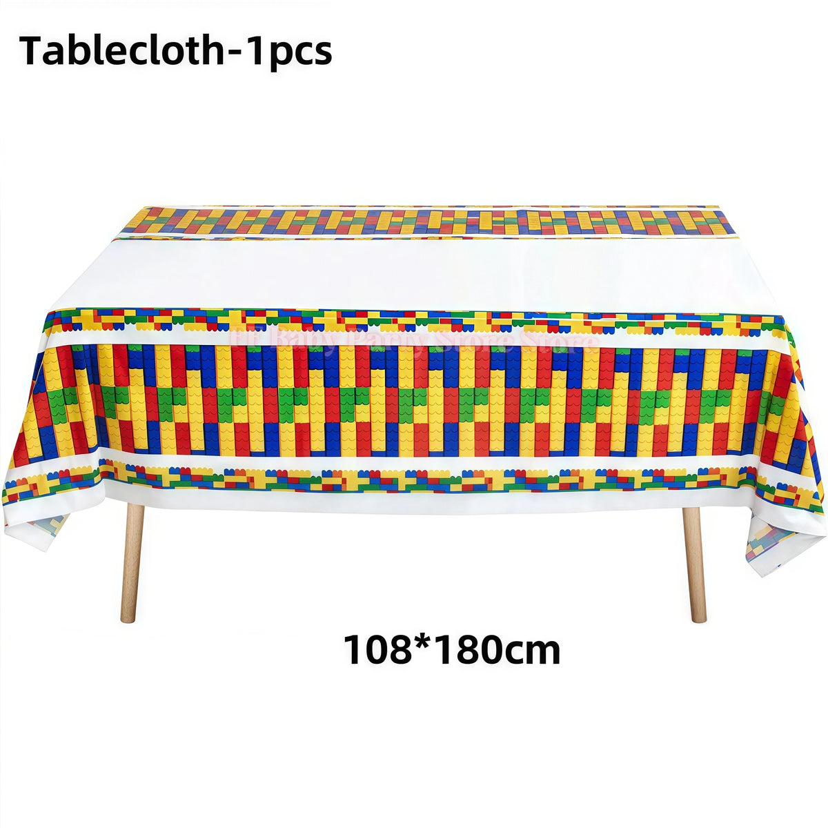 Building Blocks Birthday Party Kit – Plates, Cups, Balloons Party Tableware Kit Babs 1pc Tablecloth