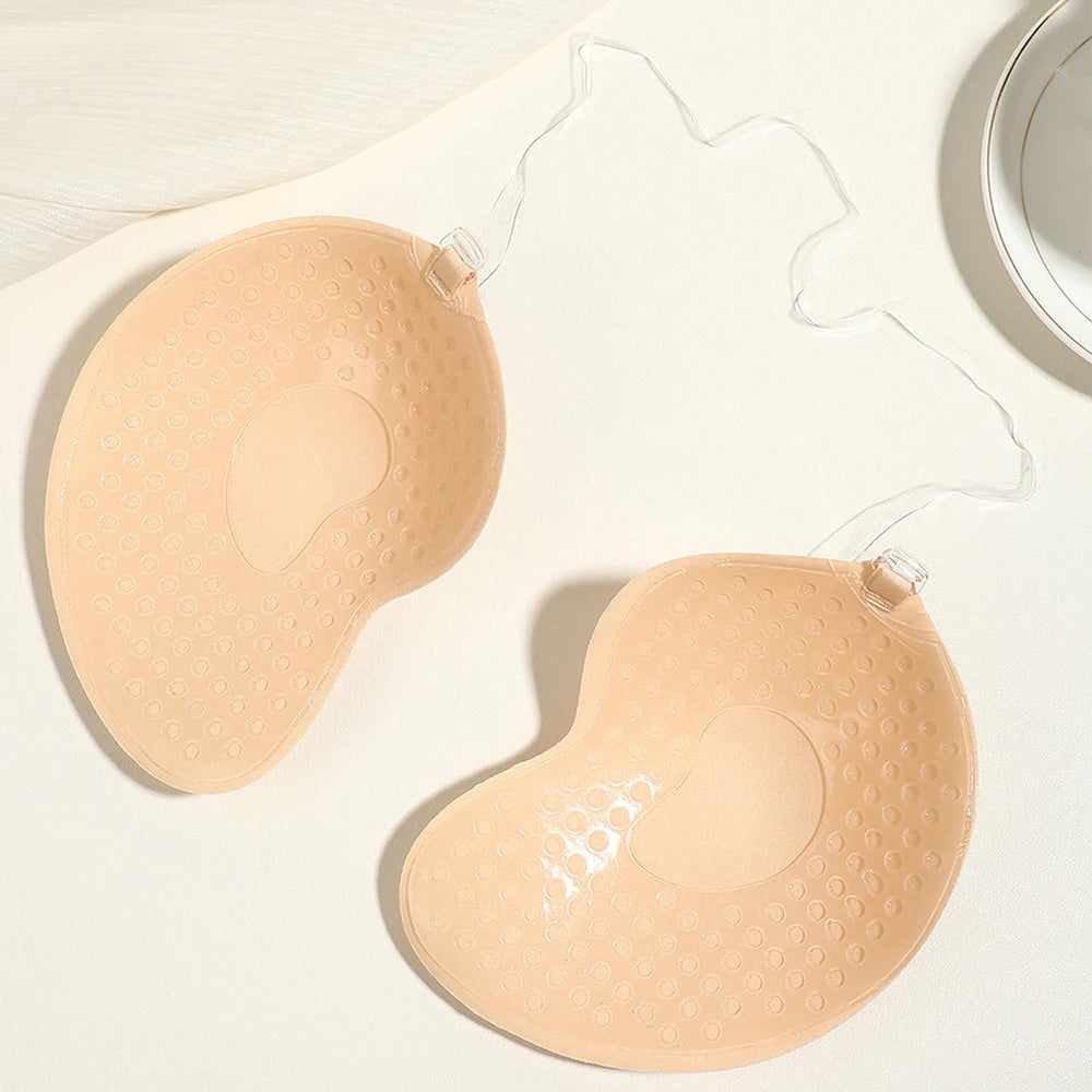 Silicone Stick-On Bra – Strapless Adhesive Nipple Covers Adhesive Silicone Bra Babs Beige 2XL