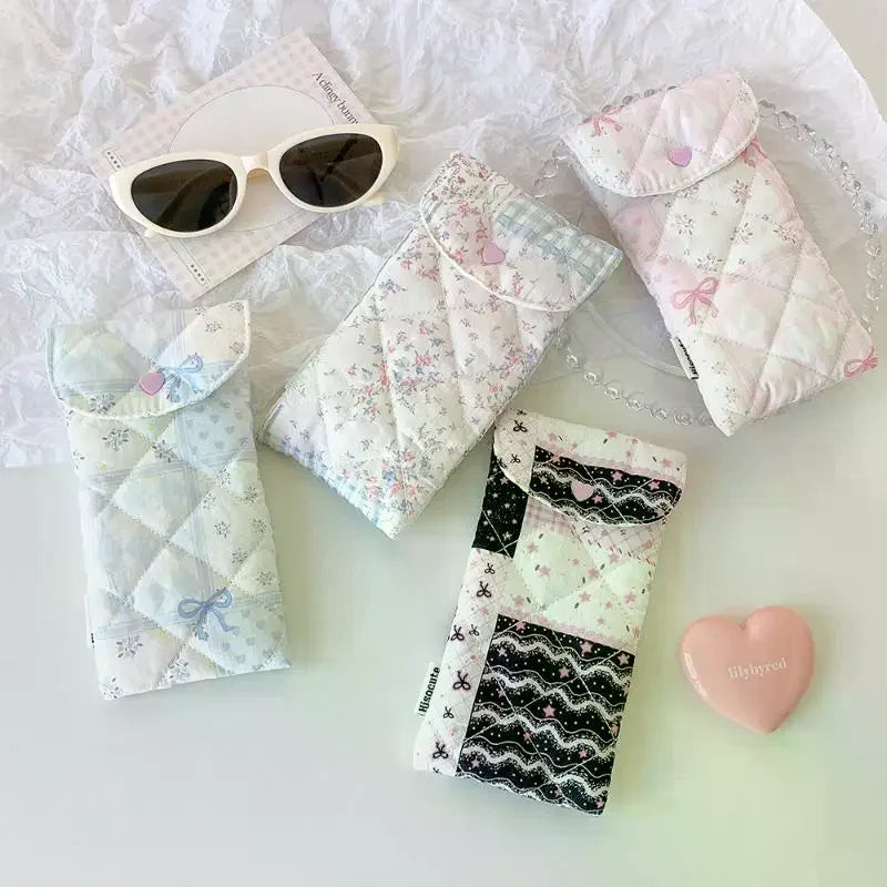 Floral Bow Snap Pencil Pouch – Glasses & Travel Makeup Bag Pencil & Storage Pouch Babs