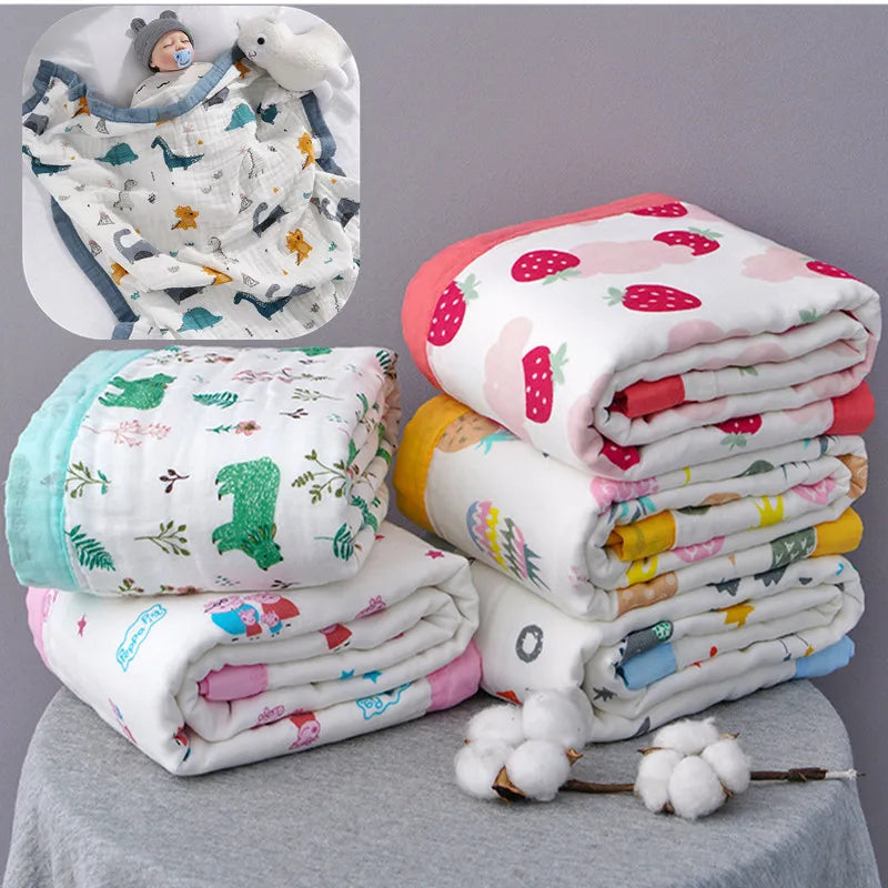 6-Layer Cotton Baby Swaddle Blanket – Breathable & Cartoon Baby Swaddle Blanket Babs