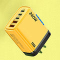 240W GaN Fast Charger 5-Port USB-C PD & QC3.0 Adapter GaN Wall Charger Babs Yellow US