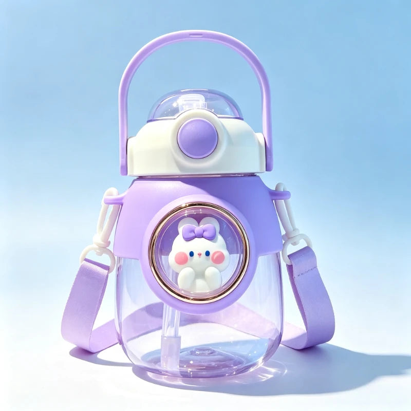 Kids Cartoon Water Bottle 820ml – Straw, Handle & Leakproof Kids Water Bottle Babs