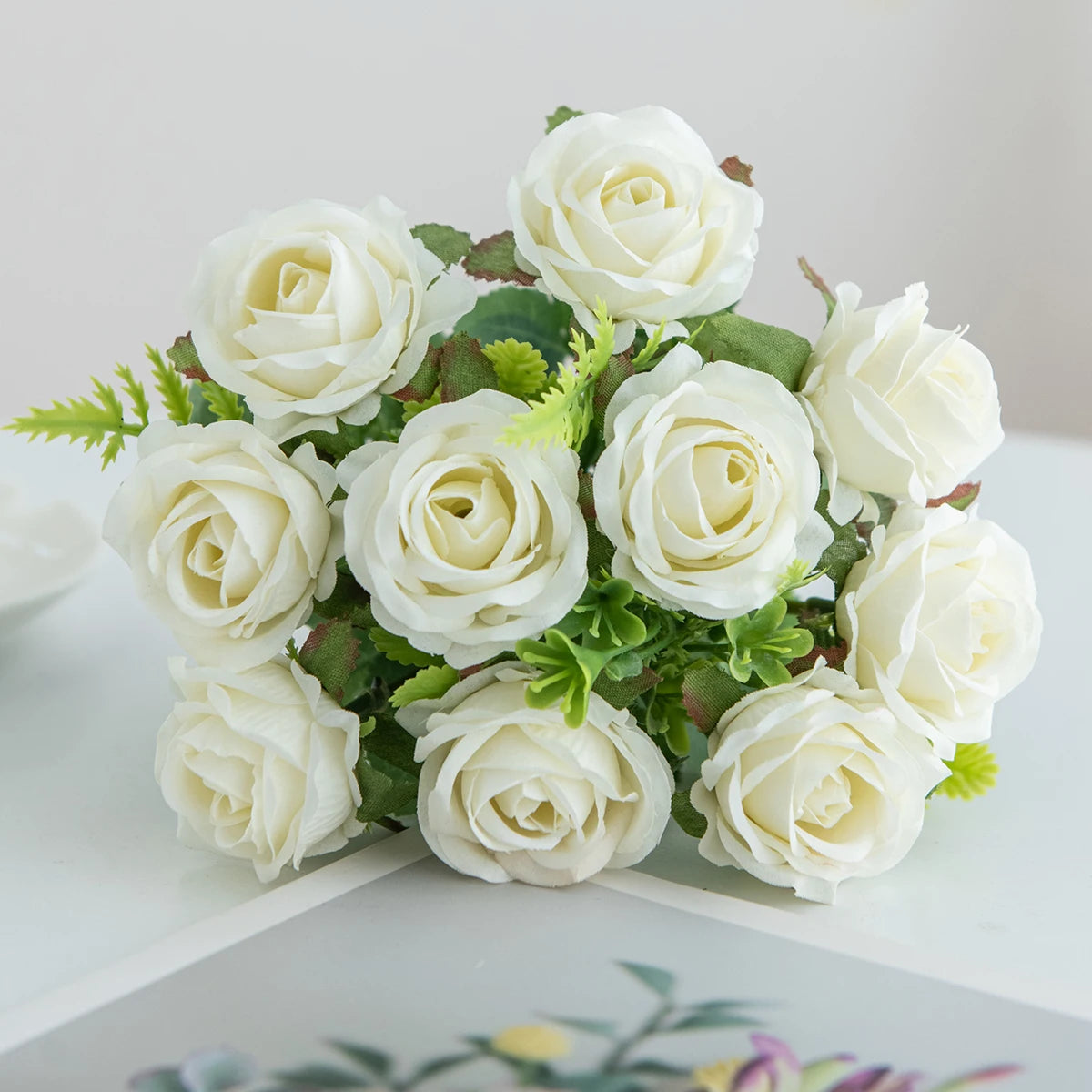 TTCY Silk Rose Artificial Bouquet – Wedding & Home Décor Gift Artificial Flower Bouquet Babs Brown