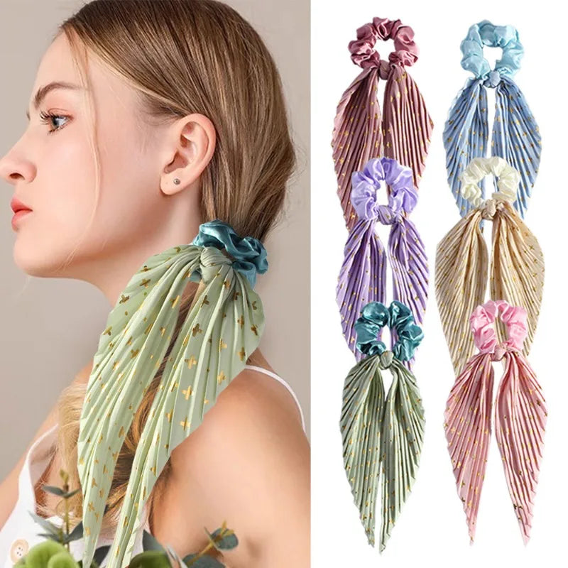 Retro Handmade Crinkle Linen Scrunchie Hair Tie for Women Crinkle Scrunchie Babs