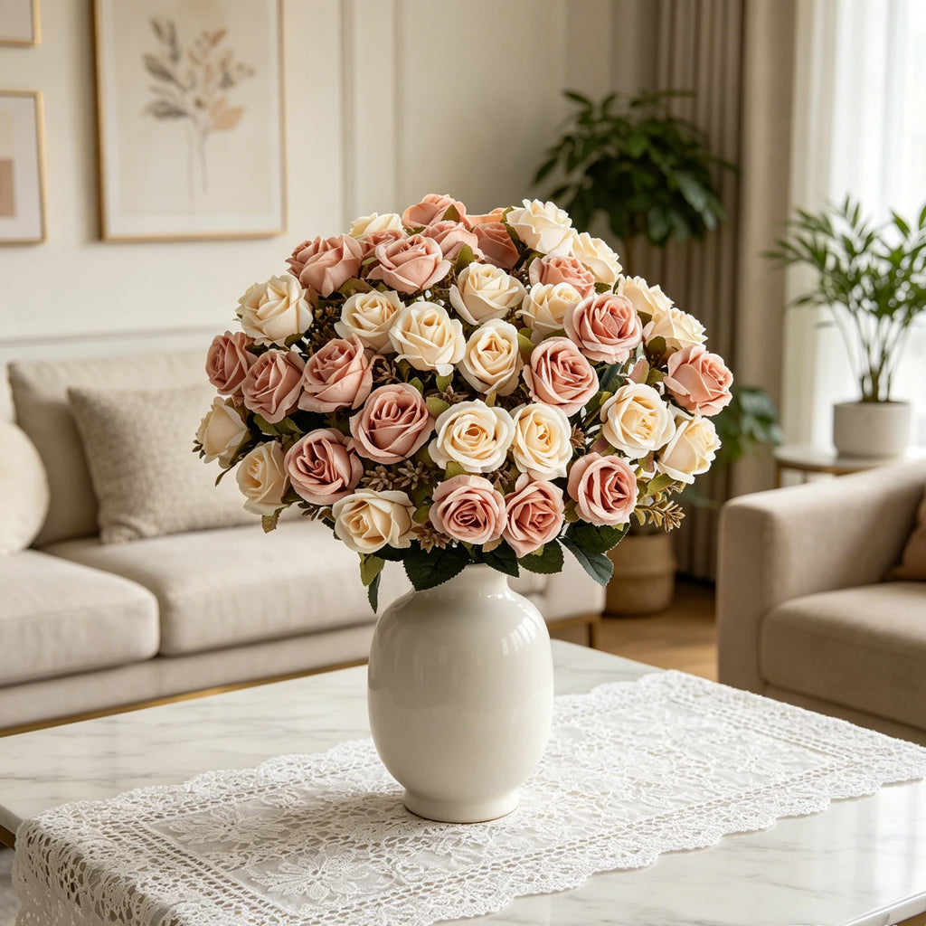 Silk Artificial Carnation Rose Bouquet – Wedding & Home Decor Artificial Flower Bouquet Babs