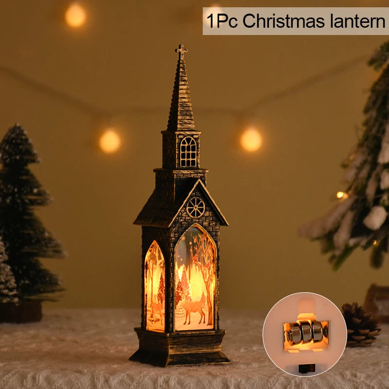 Christmas LED Lantern Santa Snowman Night Light Table Ornament Christmas LED Lantern Babs Elk