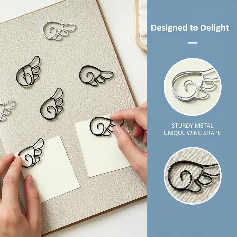 20Pcs Angel Wing Metal Paper Clips – Office, School & Journaling Decorative Paper Clips Babs