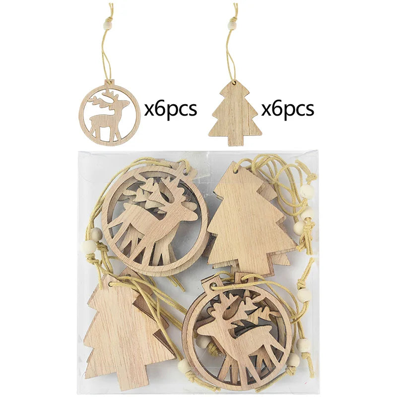 12 Christmas Wooden Ornaments – DIY Xmas Tree Pendants Christmas Wood Ornaments Babs Style3