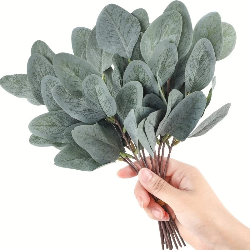 Artificial Eucalyptus Leaf Stems 5/10pcs – Silk Bouquet Decor Artificial Leaf Stems Babs style 2 5pcs