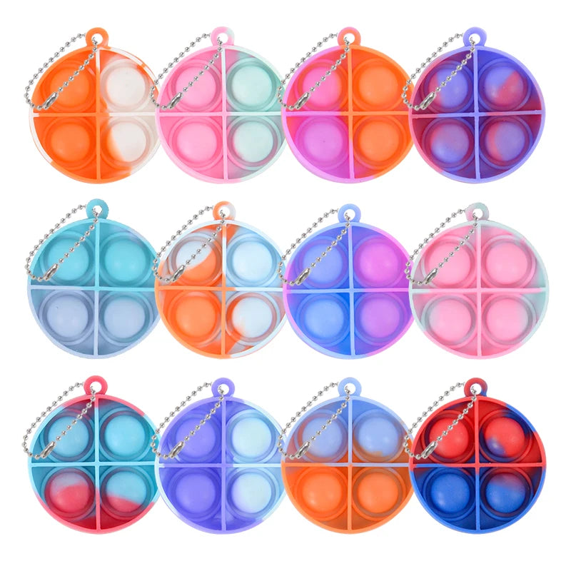 Pop Fidget Toy Keychains 10/20 Pcs – Kids Party Favors Fidget Toy Keychain Babs Round 20pcs
