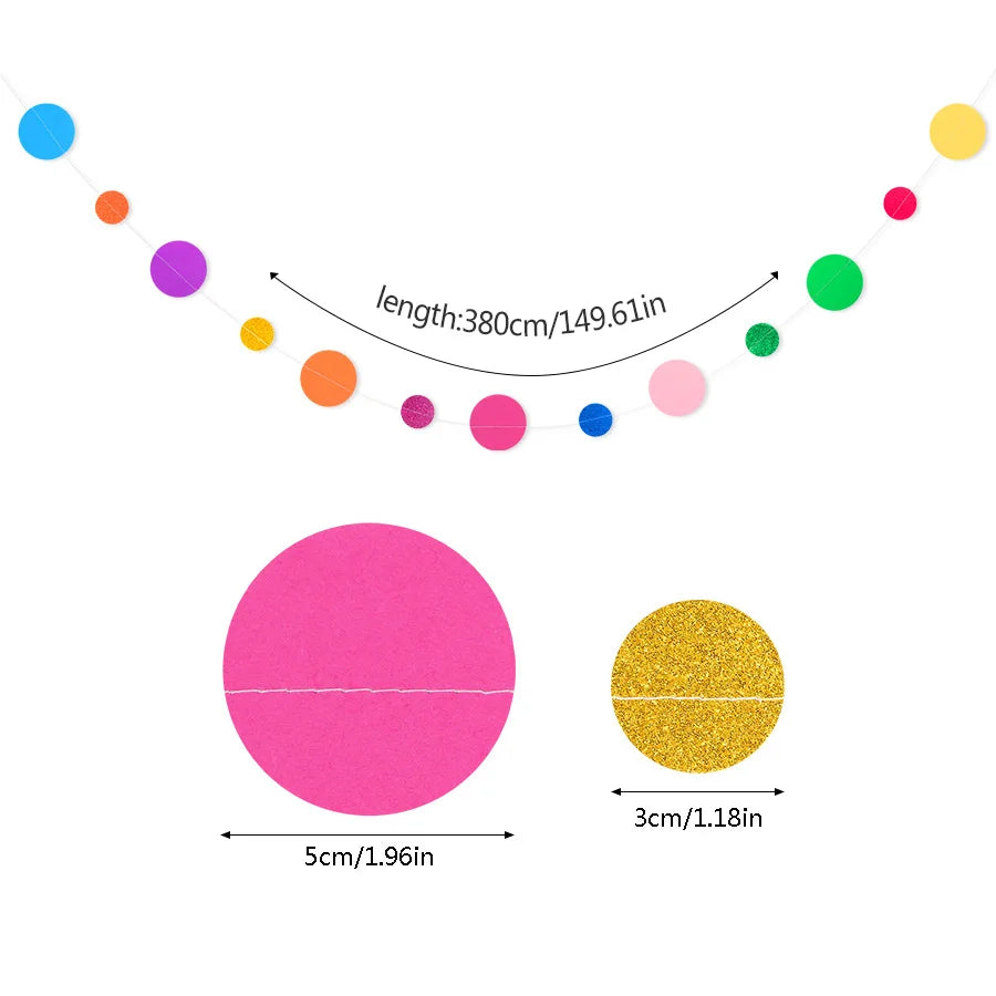 Colorful Polka Dot Paper Garland Circle Banner – Party Décor Party Garland Banner Babs
