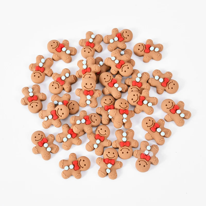 Christmas Gingerbread Man Resin Cabochons 10/20 Pcs – DIY Craft Resin Craft Cabochons Babs Blue 20pcs