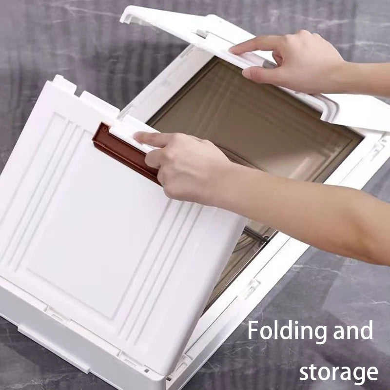 Folding Transparent Storage Box with Lid – 56cm Organizer Folding Storage Box Babs