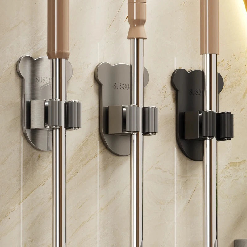 Wall Mounted Mop & Broom Holder – Stainless Steel Rack Mop Broom Holder Babs