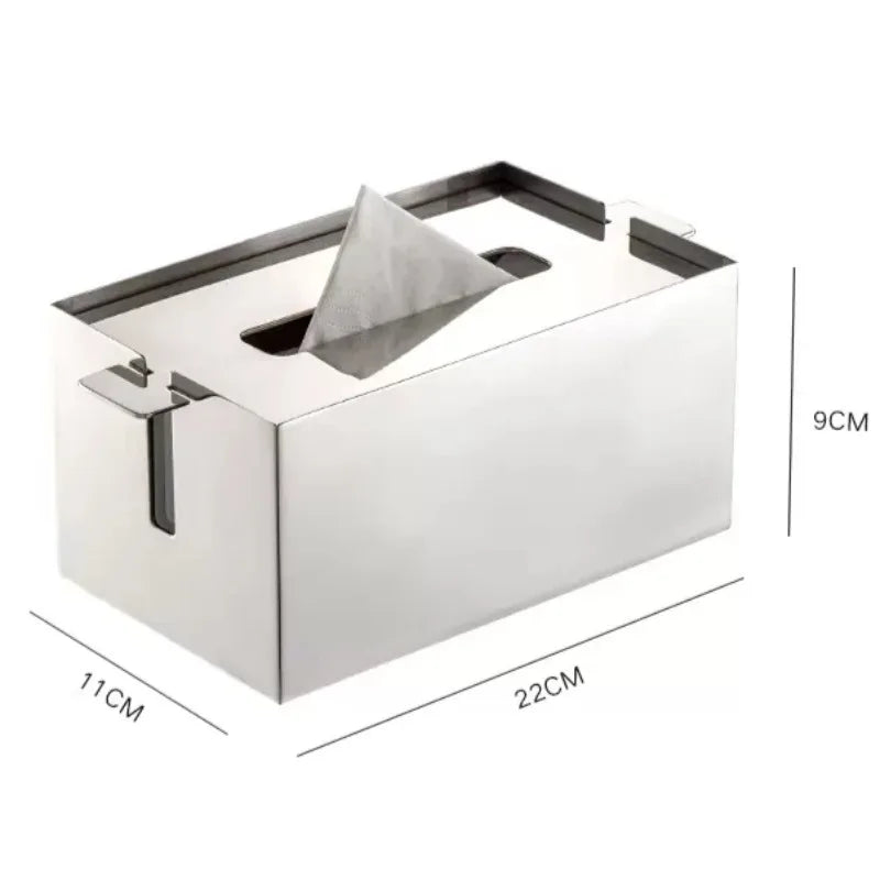 Luxury Rectangular Stainless Steel Tissue Box – Silver Tissue Box Holder Babs
