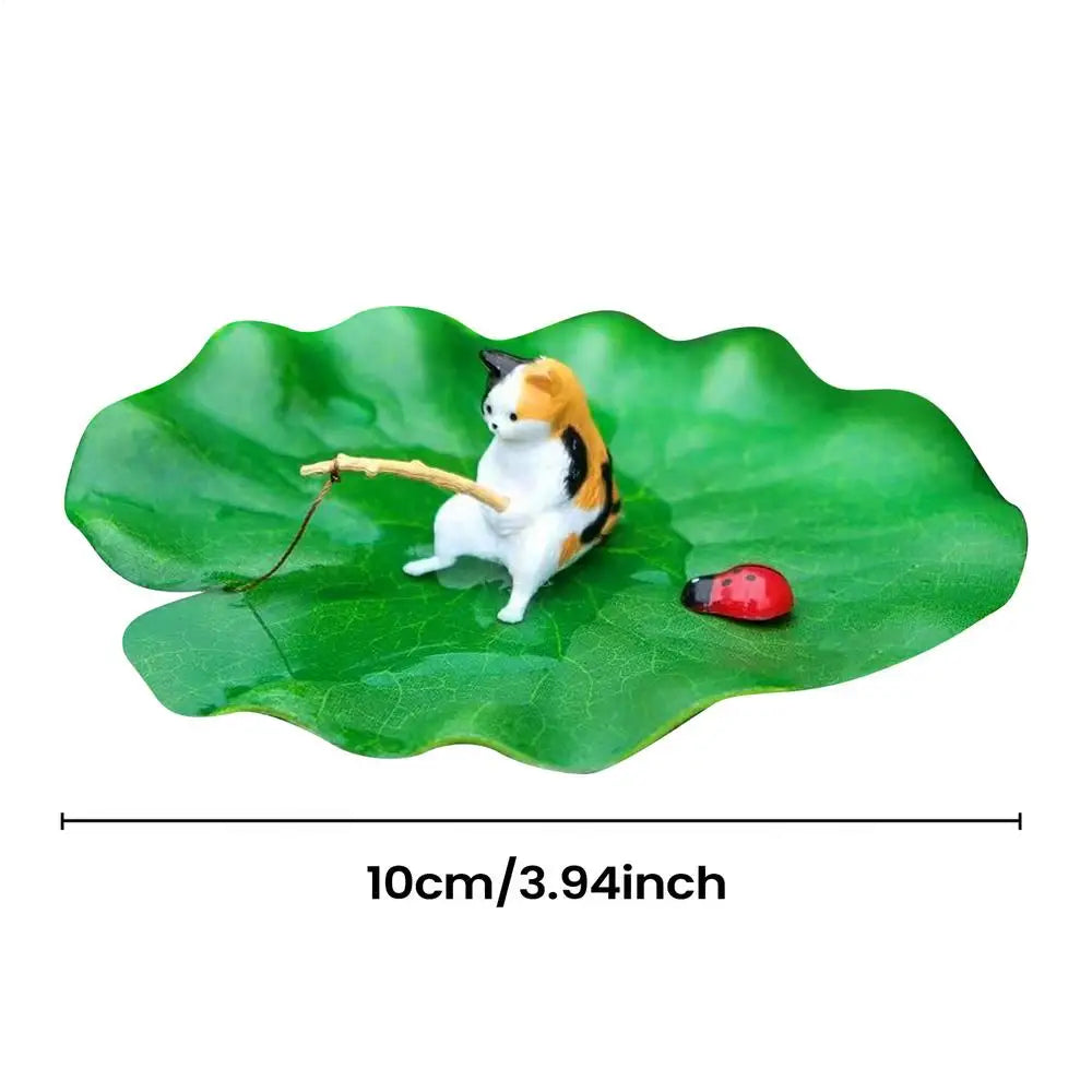 Lily Pad Fishing Cat Floating Aquarium Ornament | Resin Aquarium Ornament Babs 02