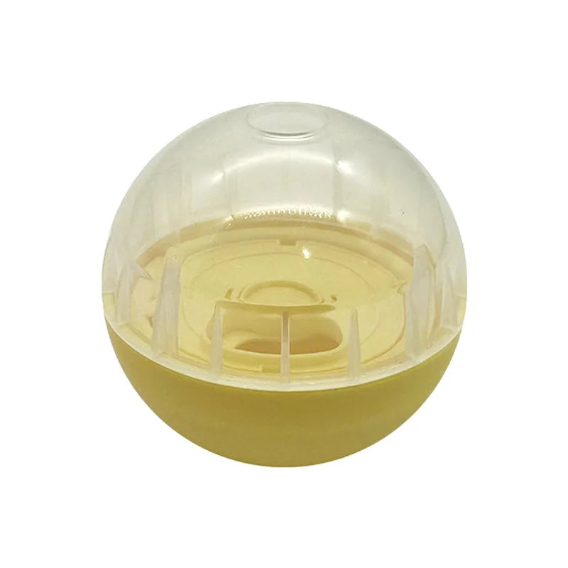 IQ Treat Ball – 4" Interactive Dog Slow Feeder Food Dispenser Toy Dog Treat Dispenser Babs YELLOW