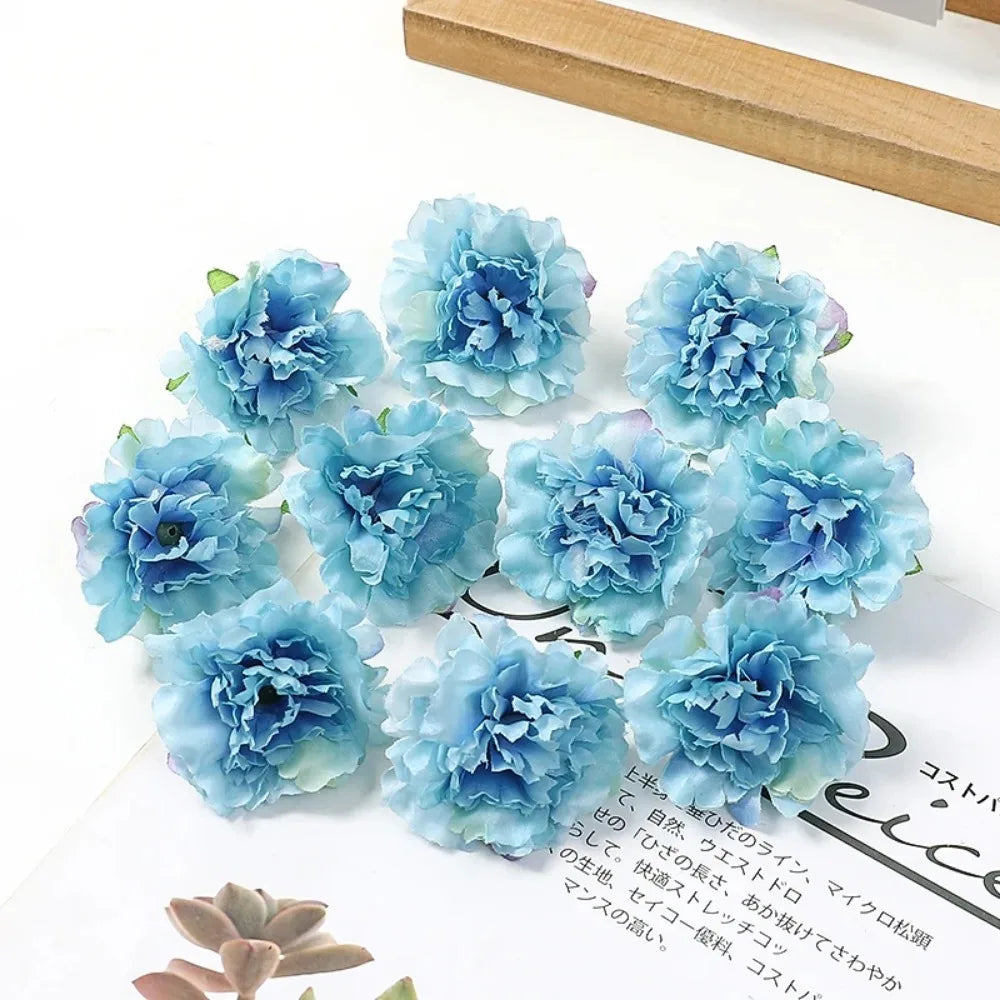 Carnation Artificial Silk Flower Heads 10/20Pcs – Wedding & Crafts Artificial Silk Flowers Babs Blue 20Pcs