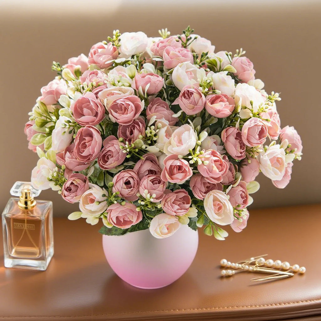 Silk Rose Artificial Tea Bud Flower – Wedding & Home Decor Artificial Silk Flower Babs