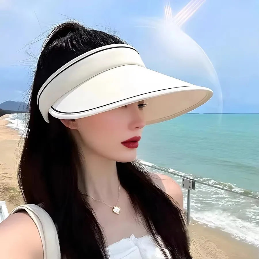 Women's Wide Brim Open-Top Sun Visor Hat – UV Protection Sun Visor Hat Babs