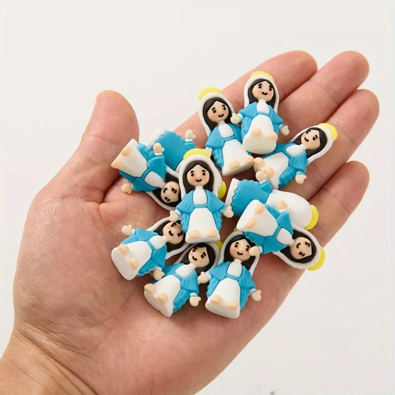 20pcs Mini Blue Maria PVC Statues | Holiday Tabletop Décor Decorative Figurines Babs