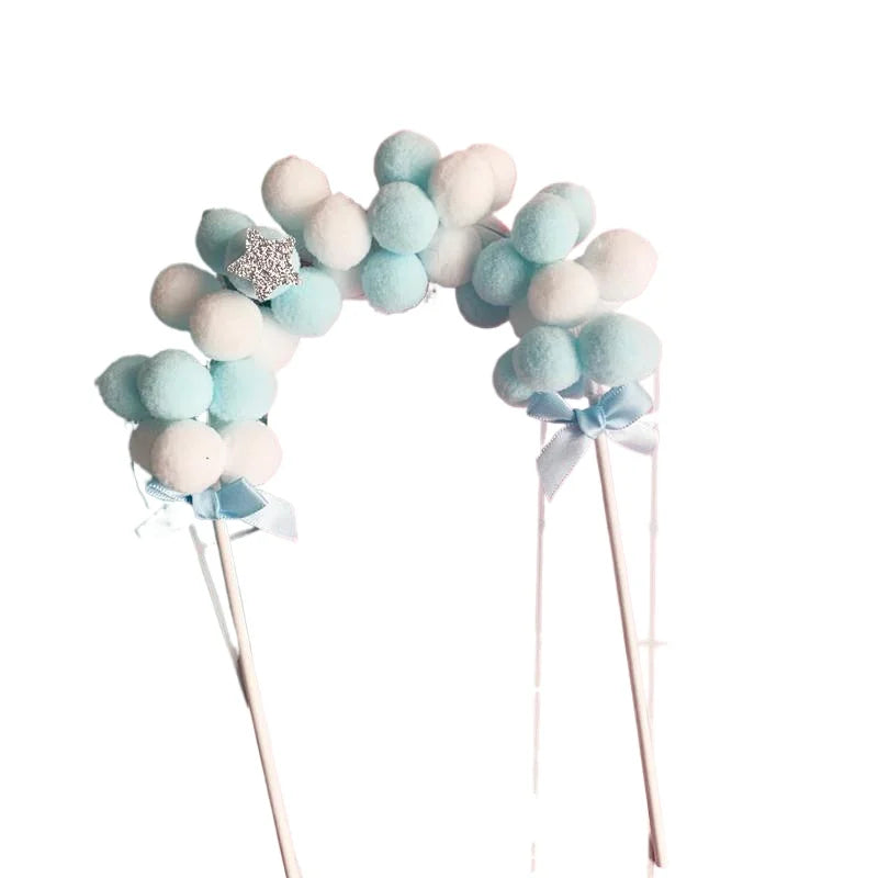 Pink Blue Pompom Cloud Cake Toppers – Baby Shower & Birthday Cake Topper Babs
