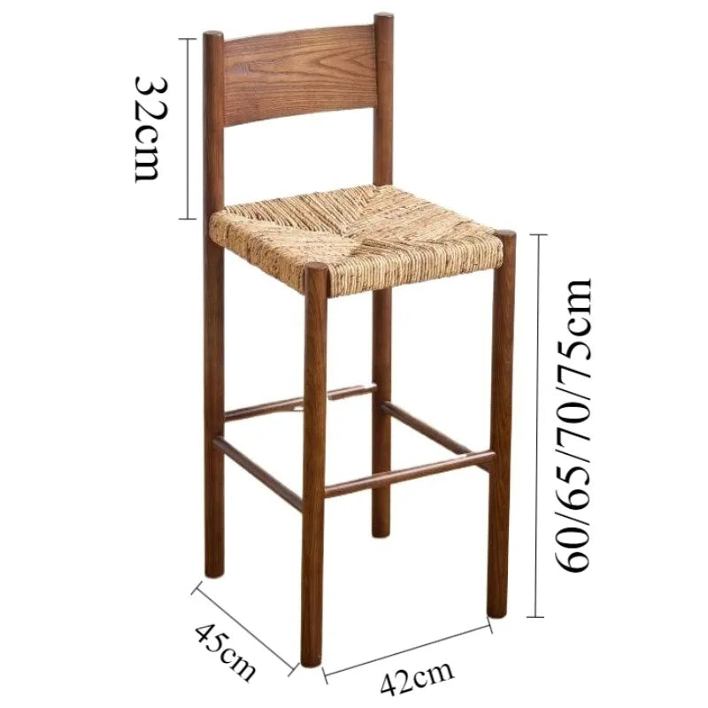 Wooden Braided Rope Barstool | Nordic Luxury Bar Chair Barstool Babs