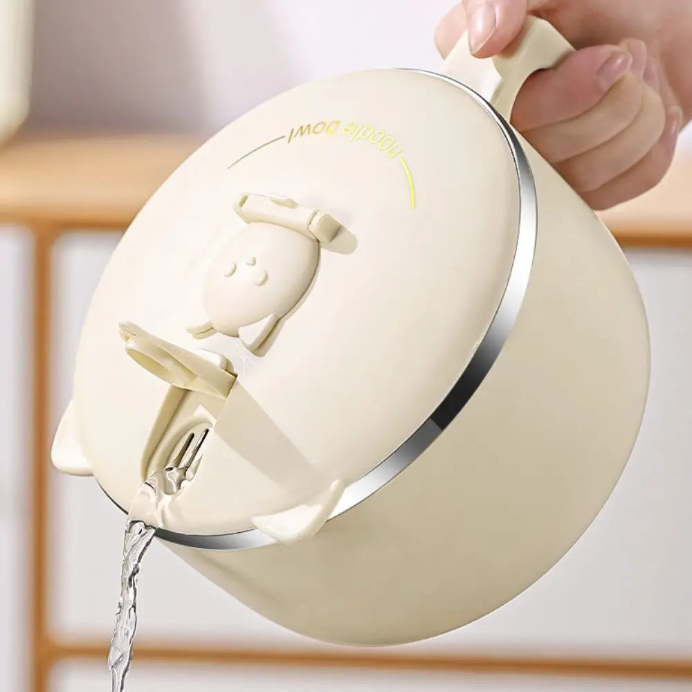 Japanese Stainless Steel Ramen Bowl 1300ml – Lid & Drain Hole Stainless Steel Bowl Babs