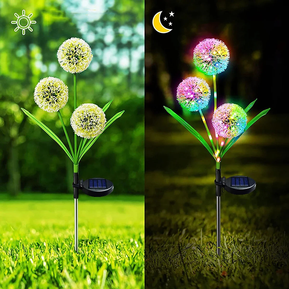 Solar 3-Head Onion Garden Light – Warm & Colorful Pathway Lamp Solar Garden Light Babs