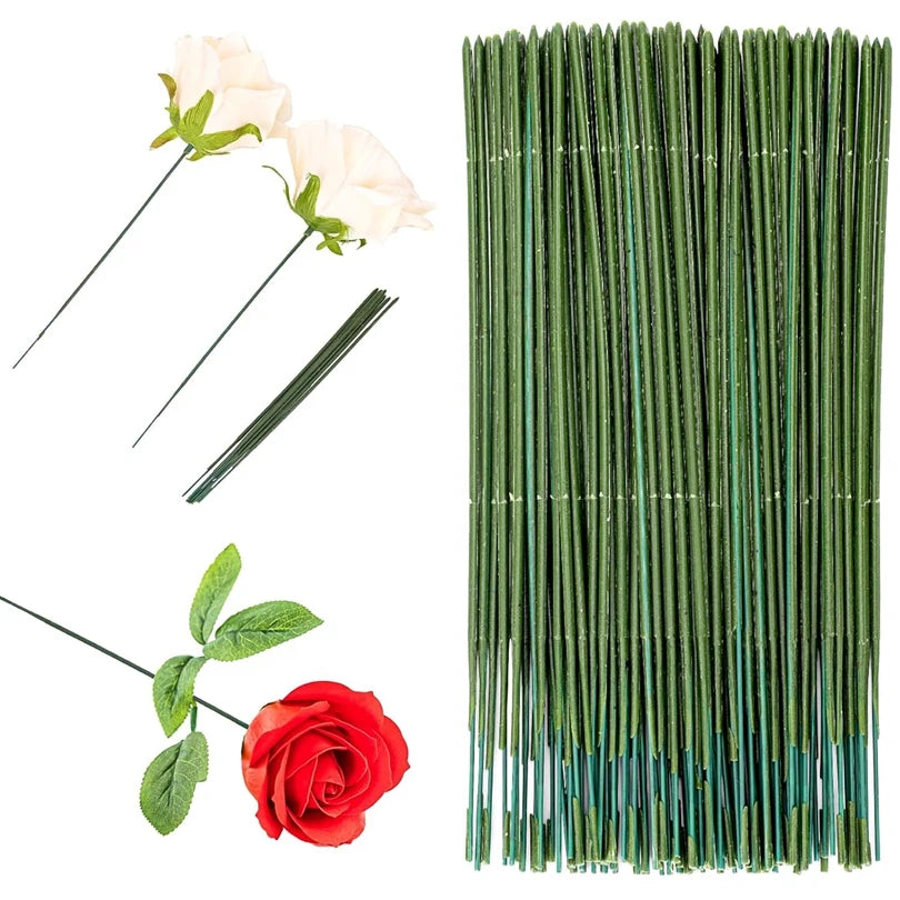 Artificial Green Flower Stems Iron Wire DIY Floral Decor Artificial Flower Stems Babs