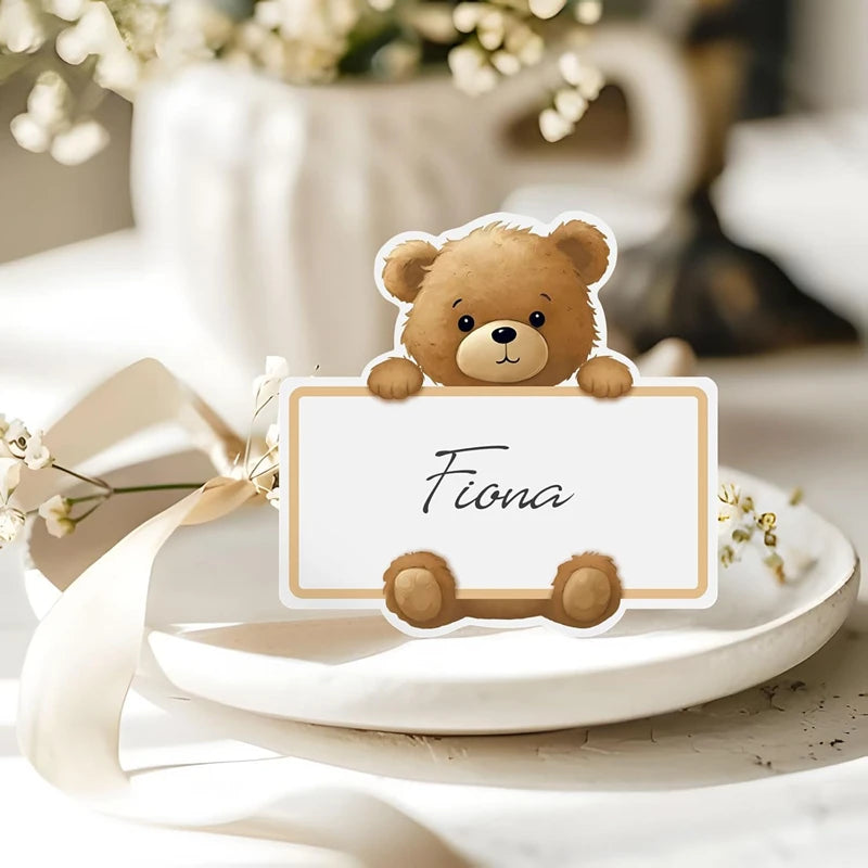 Brown Bear Place Cards 20/50pc – Party & Wedding Table Decor Party Place Cards Babs