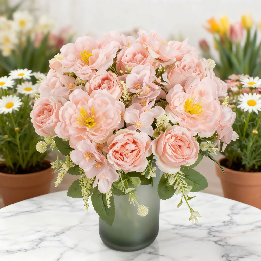 Artificial Silk Peony Hydrangea Bouquet – Wedding & Home Décor Artificial Flower Bouquet Babs