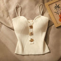 Cross Knit Women's Camisole Tank Top – Slim Fit Black & White Knit Camisole Top Babs One Size White