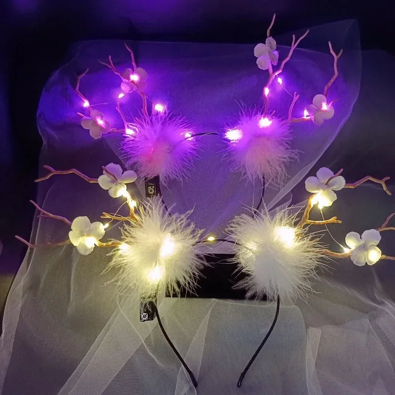 10pcs LED Light-Up Flower Headbands for Party & Concert LED Party Headband Babs