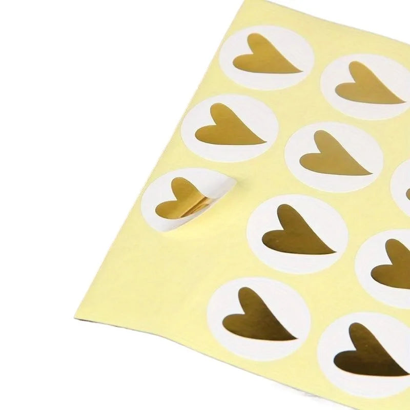 160pcs Gold Heart Sealing Stickers – Cards, Envelopes & Gifts Decorative Stickers Babs