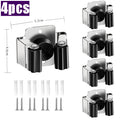 Stainless Steel Wall-Mounted Mop & Broom Clip Holder Rack Mop Broom Holder Babs Black-4pcs
