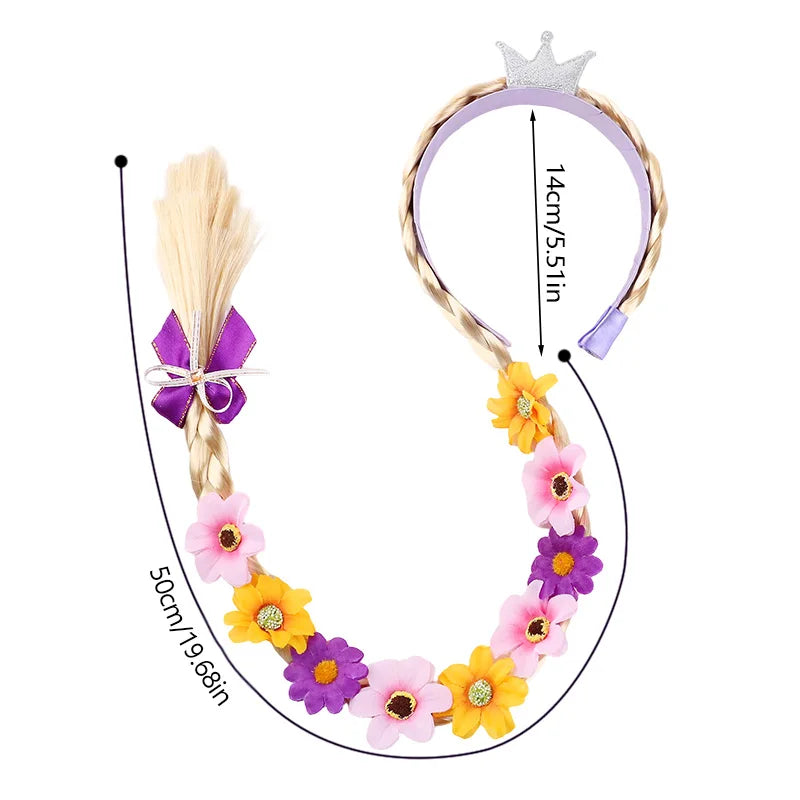 Princess Flower Braid Wig Headband – Girls Unicorn Party Cosplay Kids Costume Headband Babs