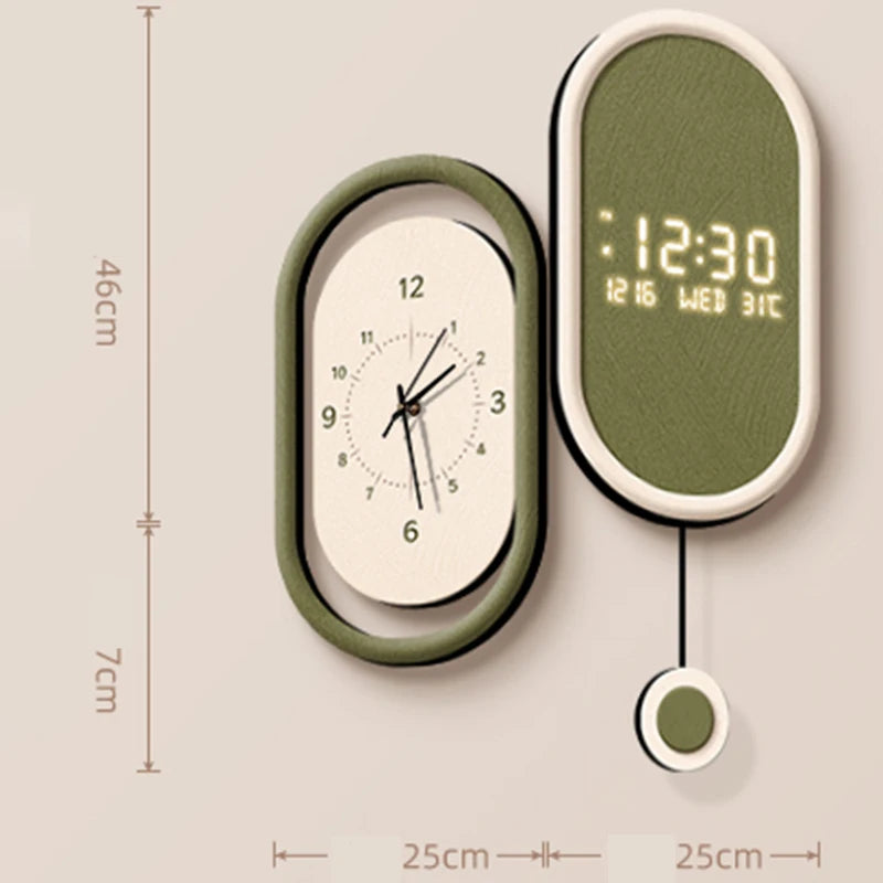 Nordic Minimalist Luminous Wall Clock – Crystal Porcelain 10" Decorative Wall Clock Babs Green A-Plug in