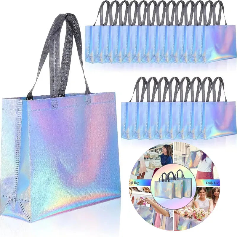Silver Reusable Gift Tote Bags for Wedding, Party & Shopping Reusable Gift Tote Bags Babs