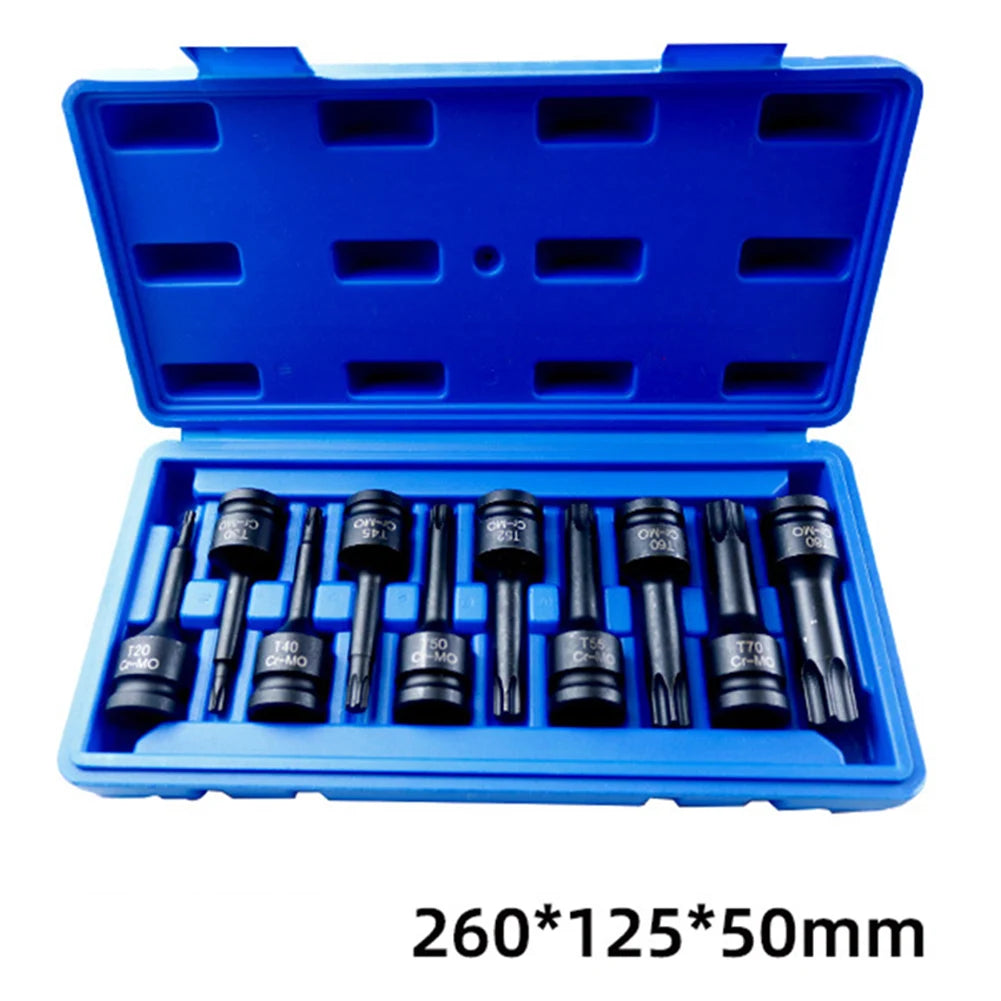 10pc 1/2" Drive Torx Star Bit Socket Set T20-T80 | Hand Tools Torx Socket Set Babs 10pcs
