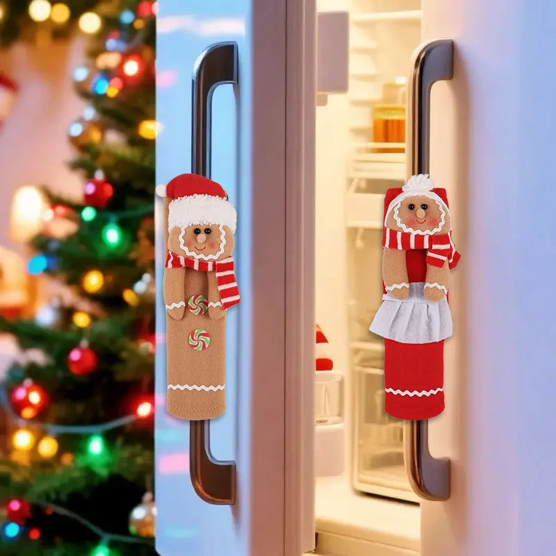 Christmas Gingerbread Man Fridge Handle Covers – Set of 2 Holiday Handle Covers Babs